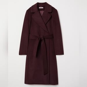 H&M Dark Burgundy Wool Blend Coat